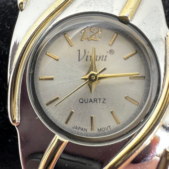 Vivani Womens Two Tone Stainless Quartz Bracelet Watch Works New Battery - Picture 3 of 7